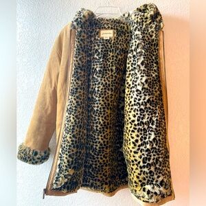 St. John’s bay women’s size S, suede leopard print coat